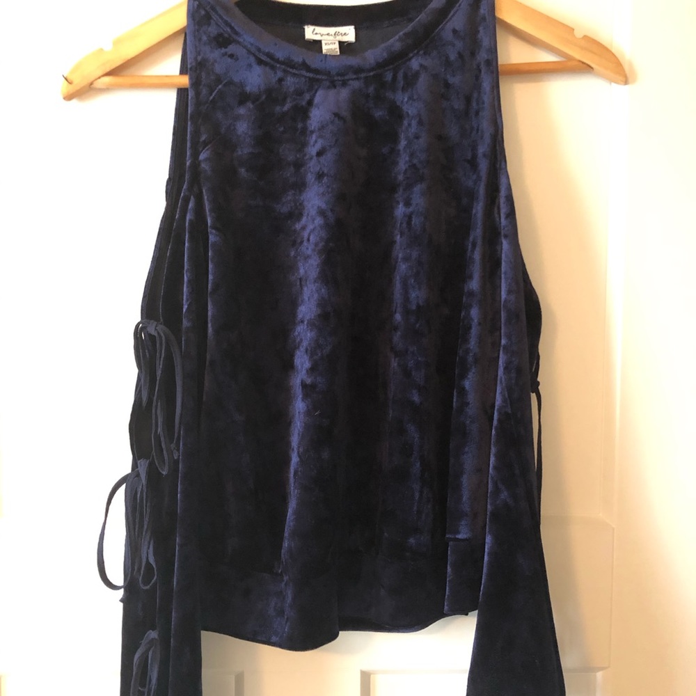 Love, Fire Navy Blue Velvet Long Sleeve